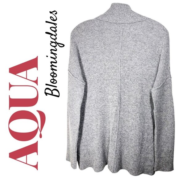 AQUA BLOOMINGDALE'S 100% CASHMERE COWL NECK RELAXED SWEATER GRAY MINIMALIST, SM - Picture 2 of 6